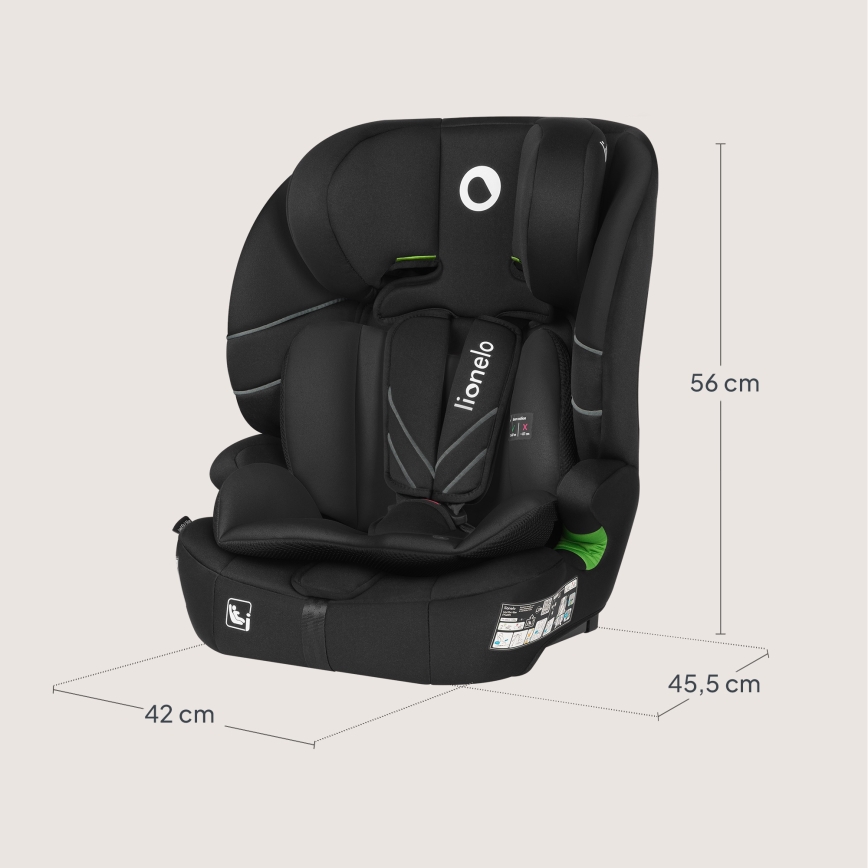 Lionelo - Siège auto LEVI FIX i-Size 76-150 cm Noir Carbone