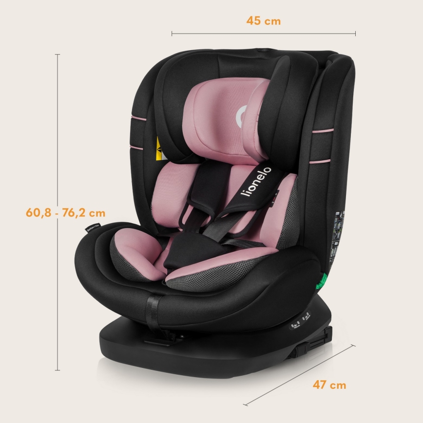 Lionelo - Siège auto pivotant avec base BASTIAAN i-Size 40-150 cm Rose