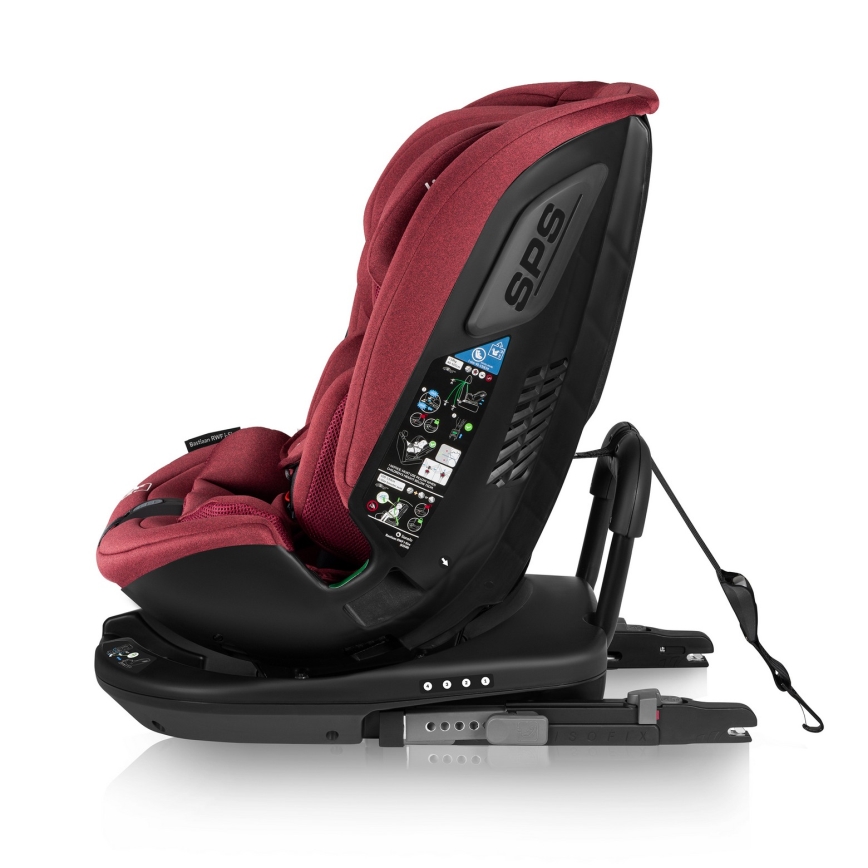 Lionelo - Siège-auto pivotant avec base BASTIAAN i-Size 40-150 cm Rouge bordeaux