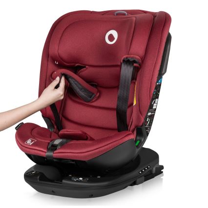 Lionelo - Siège-auto pivotant avec base BASTIAAN i-Size 40-150 cm Rouge bordeaux
