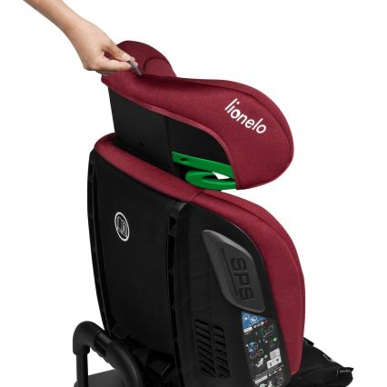 Lionelo - Siège-auto pivotant avec base BASTIAAN i-Size 40-150 cm Rouge bordeaux