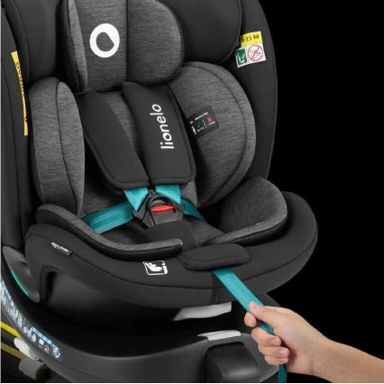 Lionelo - Siège auto pivotant avec base NAVY i-Size 40-150 cm noir/turquoise