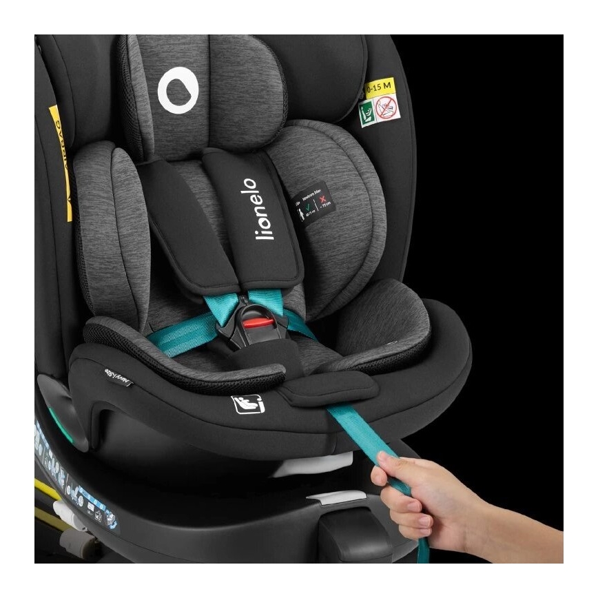 Lionelo - Siège auto pivotant avec base NAVY i-Size 40-150 cm noir/turquoise