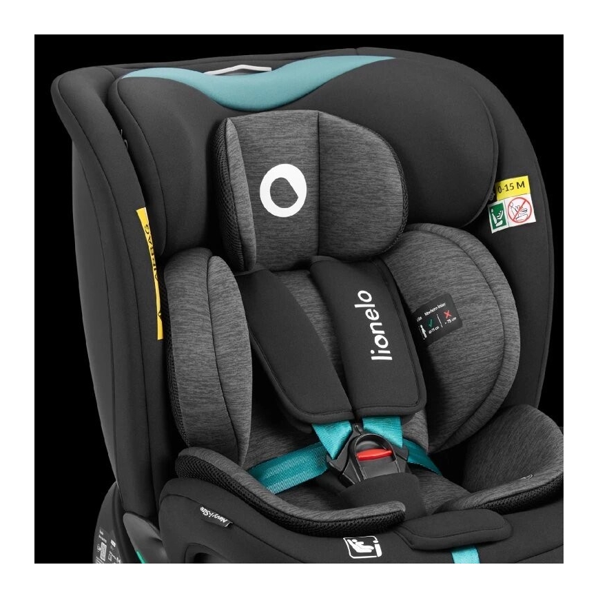 Lionelo - Siège auto pivotant avec base NAVY i-Size 40-150 cm noir/turquoise