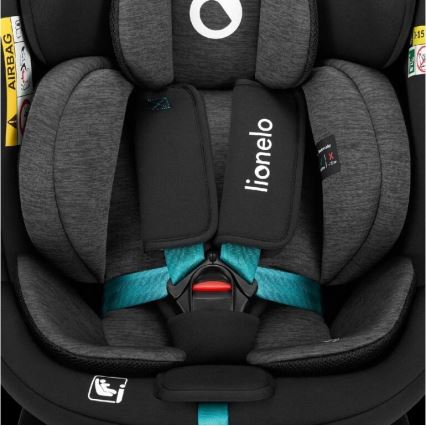 Lionelo - Siège auto pivotant avec base NAVY i-Size 40-150 cm noir/turquoise