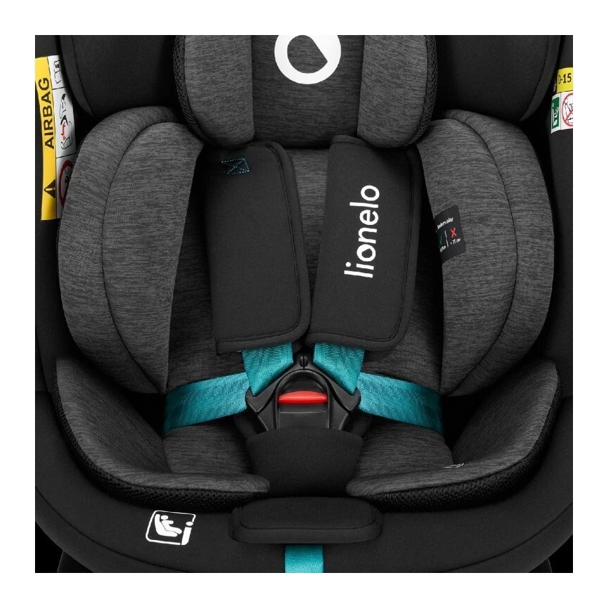 Lionelo - Siège auto pivotant avec base NAVY i-Size 40-150 cm noir/turquoise