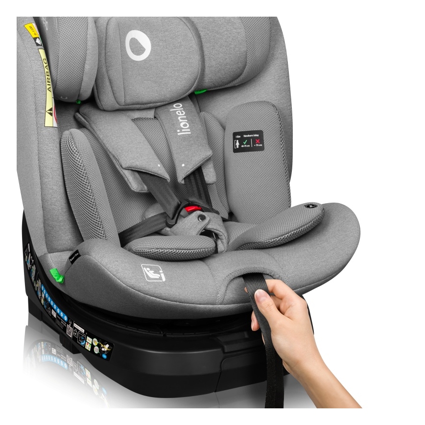 Lionelo - Siège-auto pivotant BRAVE i-Size avec base 40-150 cm Gris Stone