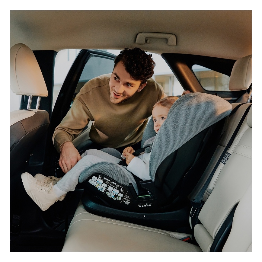 Lionelo - Siège-auto rotatif avec base LAVENDER i-Size 76-150 cm Grey Stone