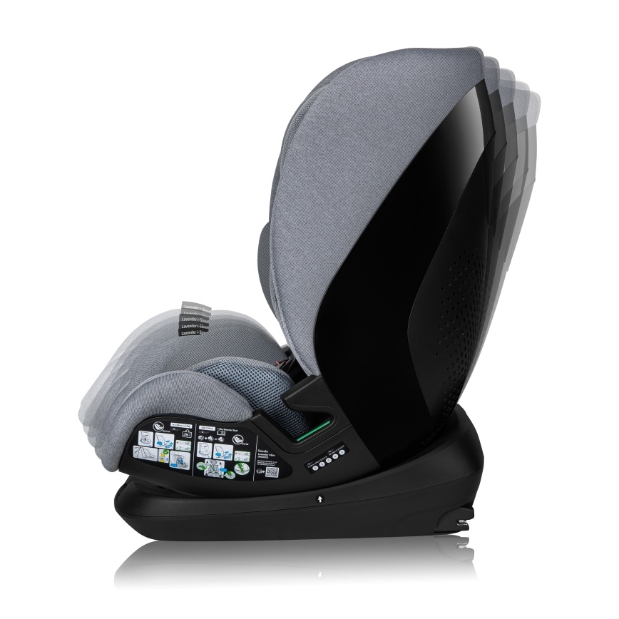 Lionelo - Siège-auto rotatif avec base LAVENDER i-Size 76-150 cm Grey Stone