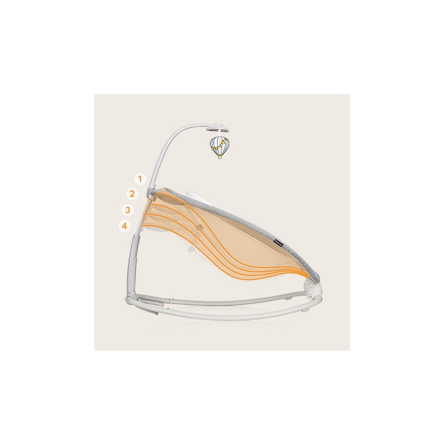 Lionelo - Transat vibrant pour bébé avec mélodie PASCAL 2xAA gris