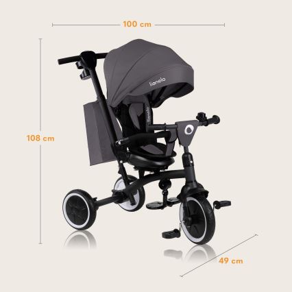 Lionelo - Tricycle enfant TRIS PLUS Grey Stone