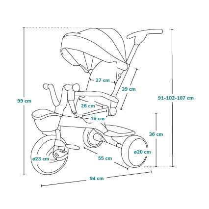 Lionelo - Tricycle pour enfant HAARI rose/gris