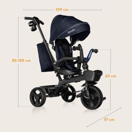 Lionelo - Tricycle pour enfants KORI Bleu Marine