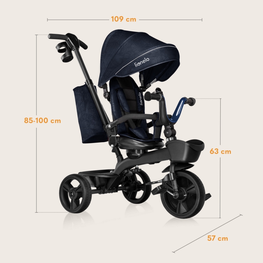 Lionelo - Tricycle pour enfants KORI Bleu Marine