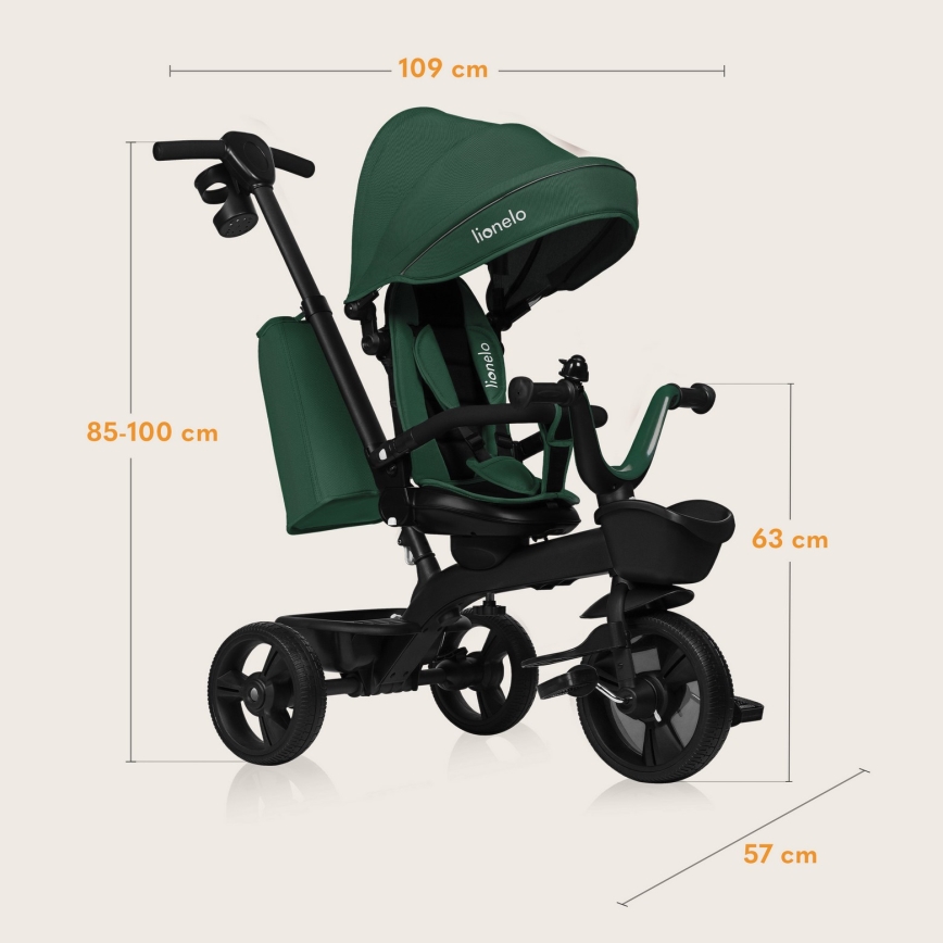 Lionelo - Tricycle pour enfants KORI Émeraude Verte