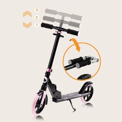 Lionelo - Trottinette LUCA pour enfant noire/rose