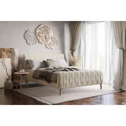 Lit à capitonnage sans matelas FLORA 180x200 cm beige