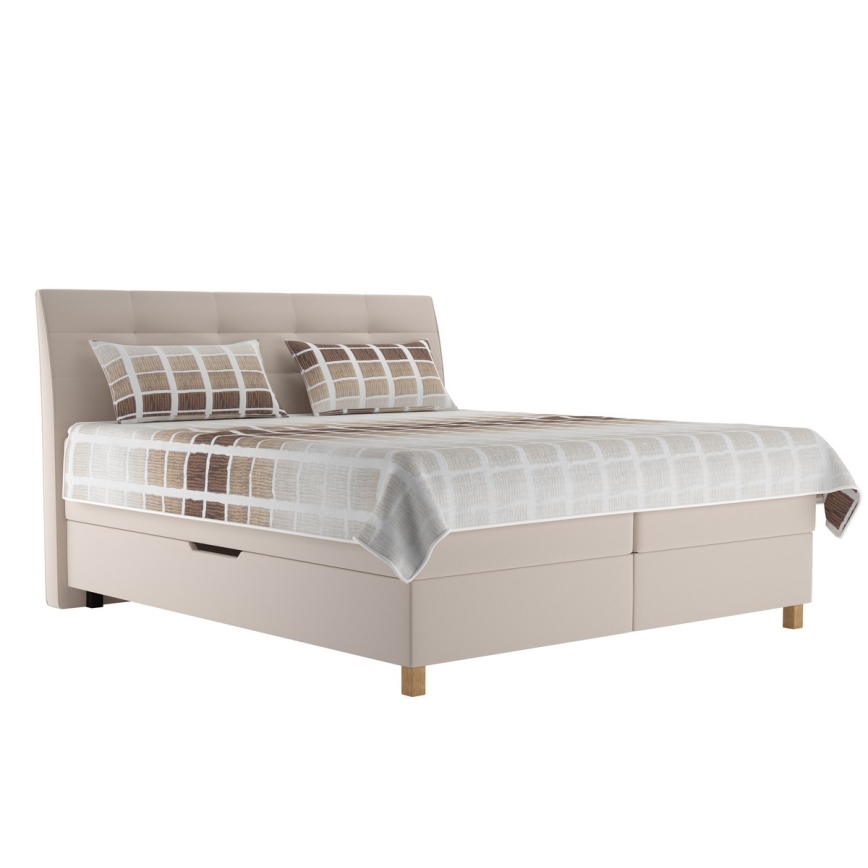 Lit à sommier tapissier avec matelas BEA 160x200 cm beige