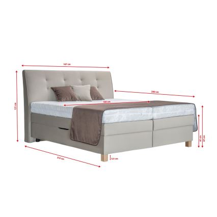 Lit à sommier tapissier avec matelas BEA 160x200 cm beige