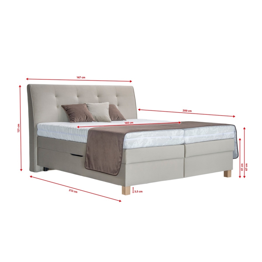 Lit à sommier tapissier avec matelas BEA 160x200 cm beige