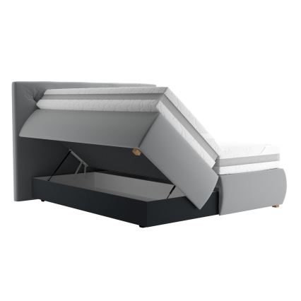 Lit à sommier tapissier avec matelas et surmatelas ELEN 160x200 cm gris
