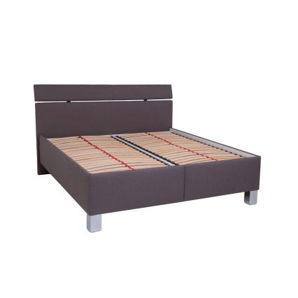 Lit avec tapisserie et espace de rangement sans matelas ALIS 160x200 cm marron