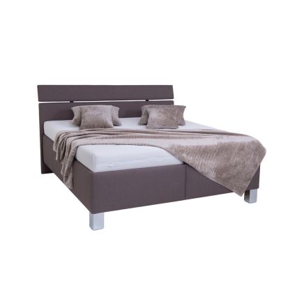 Lit avec tapisserie et espace de rangement sans matelas ALIS 160x200 cm marron