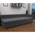 Lit banquette rembourré avec tête réversible et coffre de rangement AMSTERDAM 90x200 cm gris