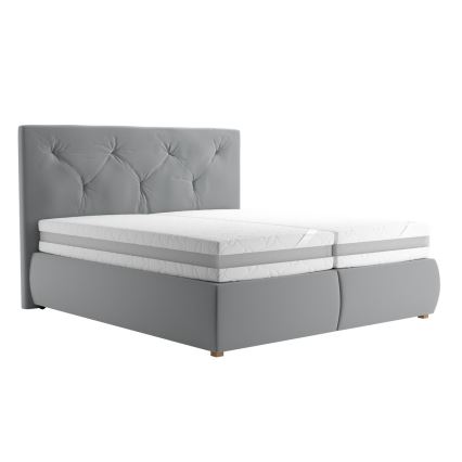 Lit boxspring avec matelas et surmatelas ELEN 160x200 cm gris