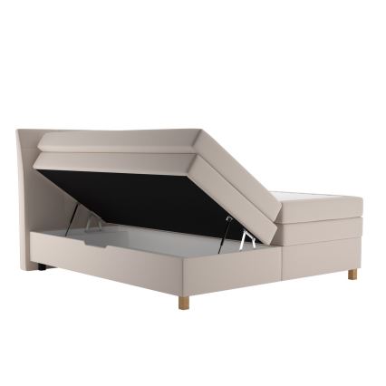 Lit boxspring BEA 180x200 cm, beige, avec matelas inclus