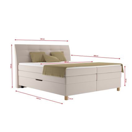 Lit boxspring BEA 180x200 cm, beige, avec matelas inclus