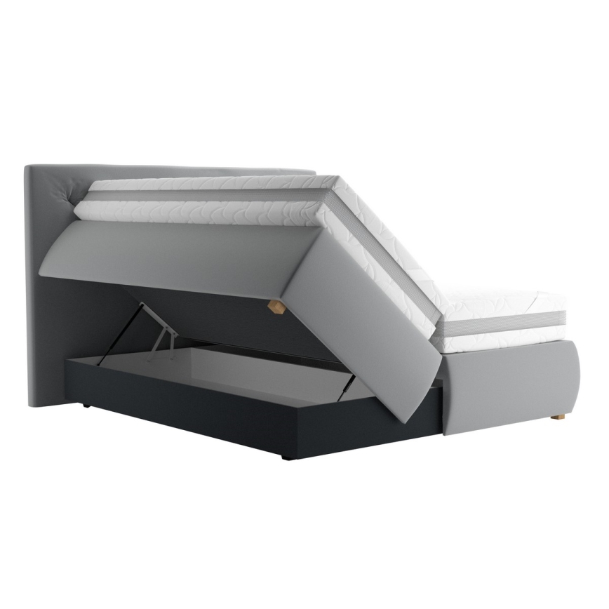 Lit boxspring ELEN 180x200 cm avec matelas et surmatelas, gris