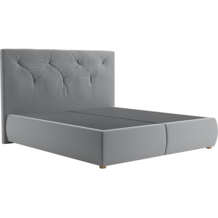 Lit boxspring ELEN 180x200 cm avec matelas et surmatelas, gris