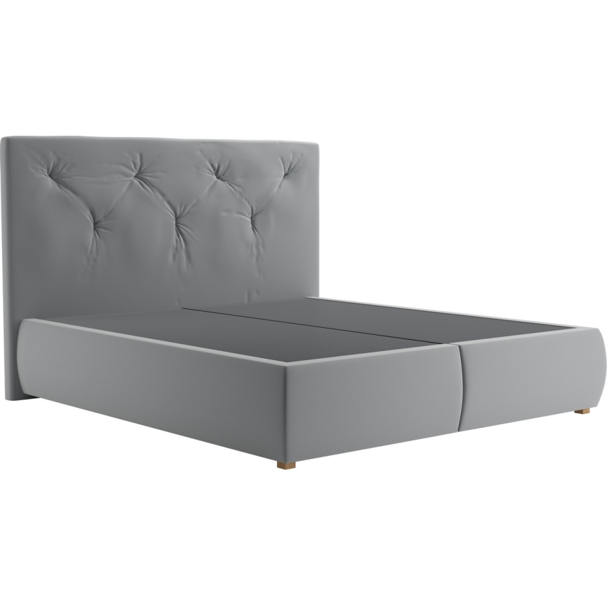 Lit boxspring ELEN 180x200 cm avec matelas et surmatelas, gris