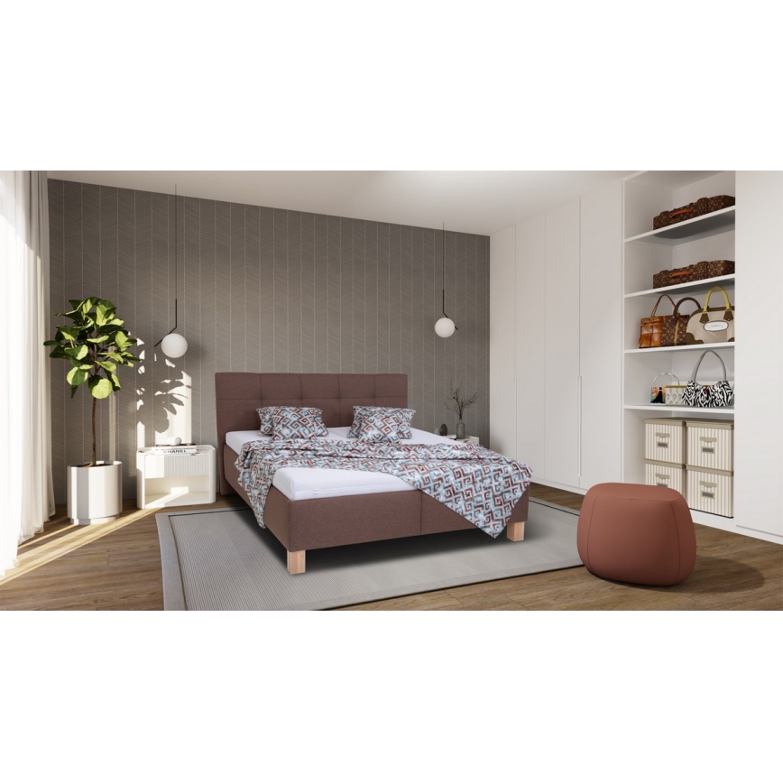Lit capitonné avec espace de rangement sans matelas MARIA 160x200 cm marron