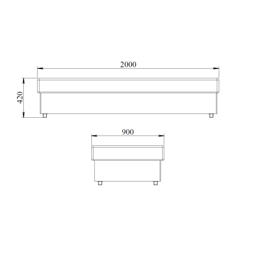 Lit coffre NOE 90x200 avec matelas à ressorts et espace de rangement, gris/noir