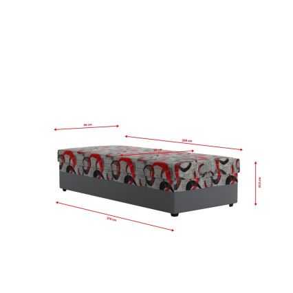 Lit coffre rembourré ESTEL 90x200 cm, gris