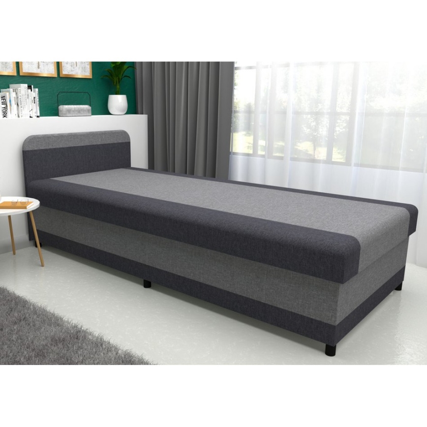 Lit coffre rembourré TALI 80x202 gris/anthracite