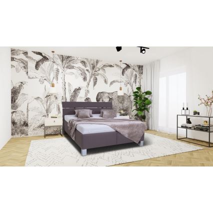 Lit coffre tapissé ALIS 180x200 cm, sans matelas, marron