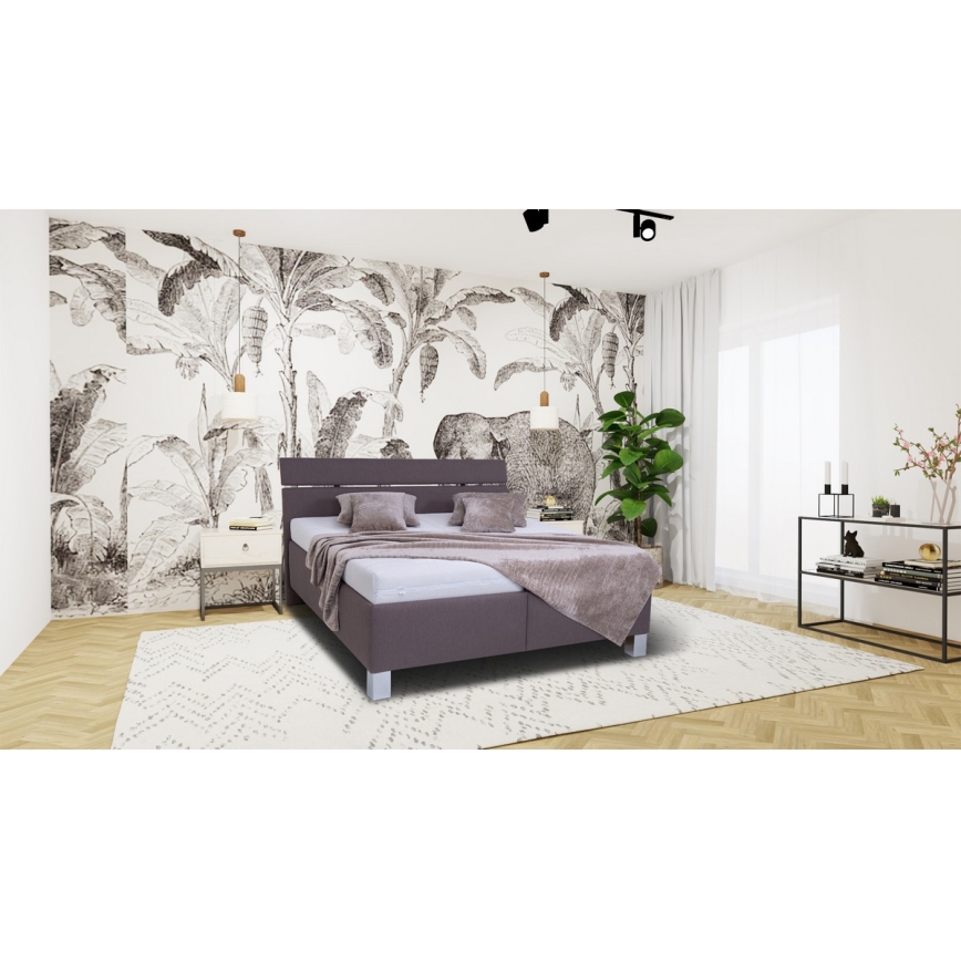 Lit coffre tapissé ALIS 180x200 cm, sans matelas, marron
