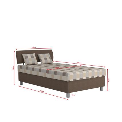 Lit coffre tapissé GEORGE 120 x 200 cm avec matelas marron