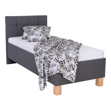 Lit coffre tapissé MARIA ONE 90x200 cm, sans matelas, gris