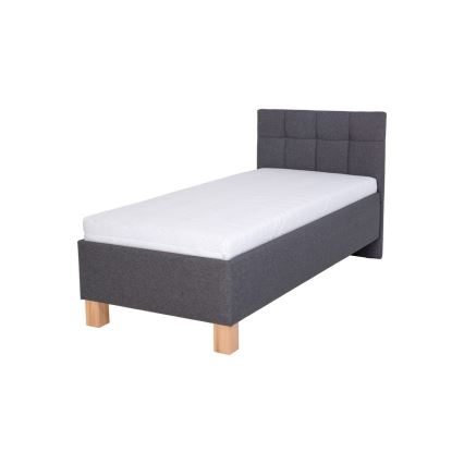 Lit coffre tapissé MARIA ONE 90x200 cm, sans matelas, gris