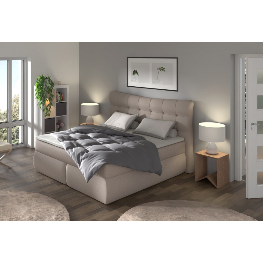 Lit de boxspring avec matelas et surmatelas SOFIA 180x200 cm beige