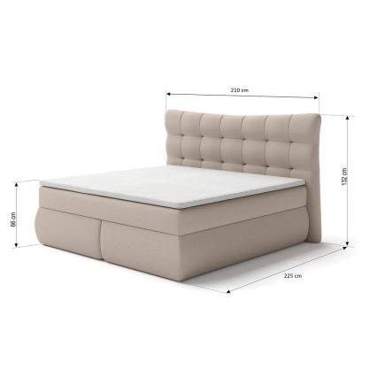 Lit de boxspring avec matelas et surmatelas SOFIA 180x200 cm beige