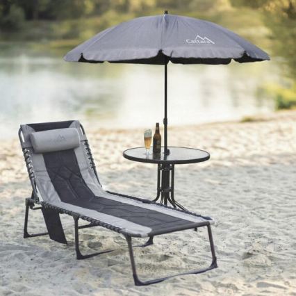 Lit de camping pliant gris