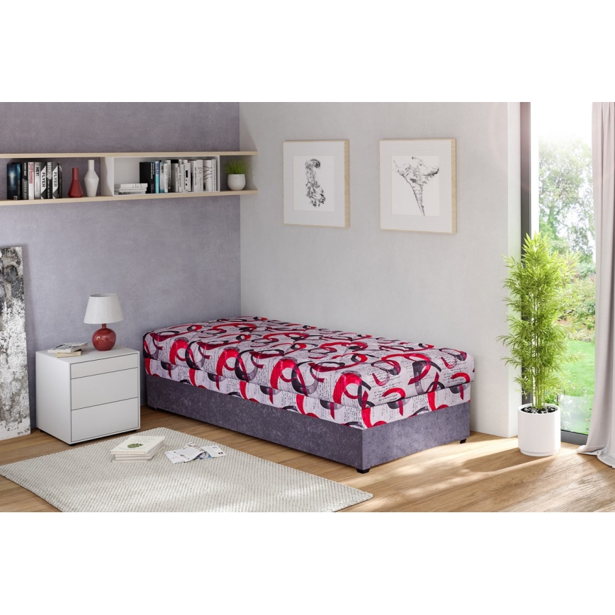 Lit de jour capitonné avec un espace de stockage ESTEL 90x200 cm gris
