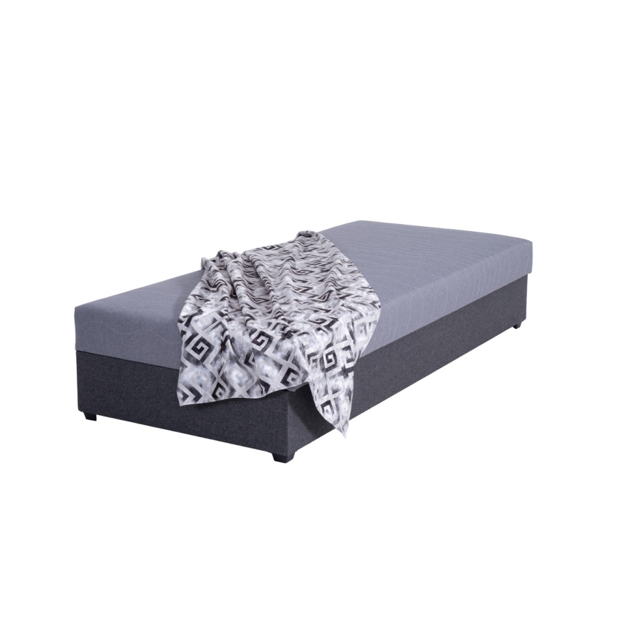 Lit de jour capitonné avec un espace de stockage JACOB XL capacité de charge 130 kg 90x200 cm gris