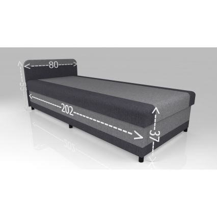 Lit de jour capitonné avec un espace de stockage TALI 80x202 gris/anthracite