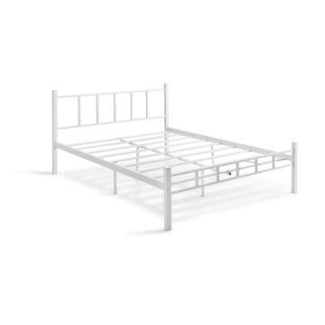 Lit deux places en métal ORMEL 120 x 200 cm, blanc — charge maximale 120 kg